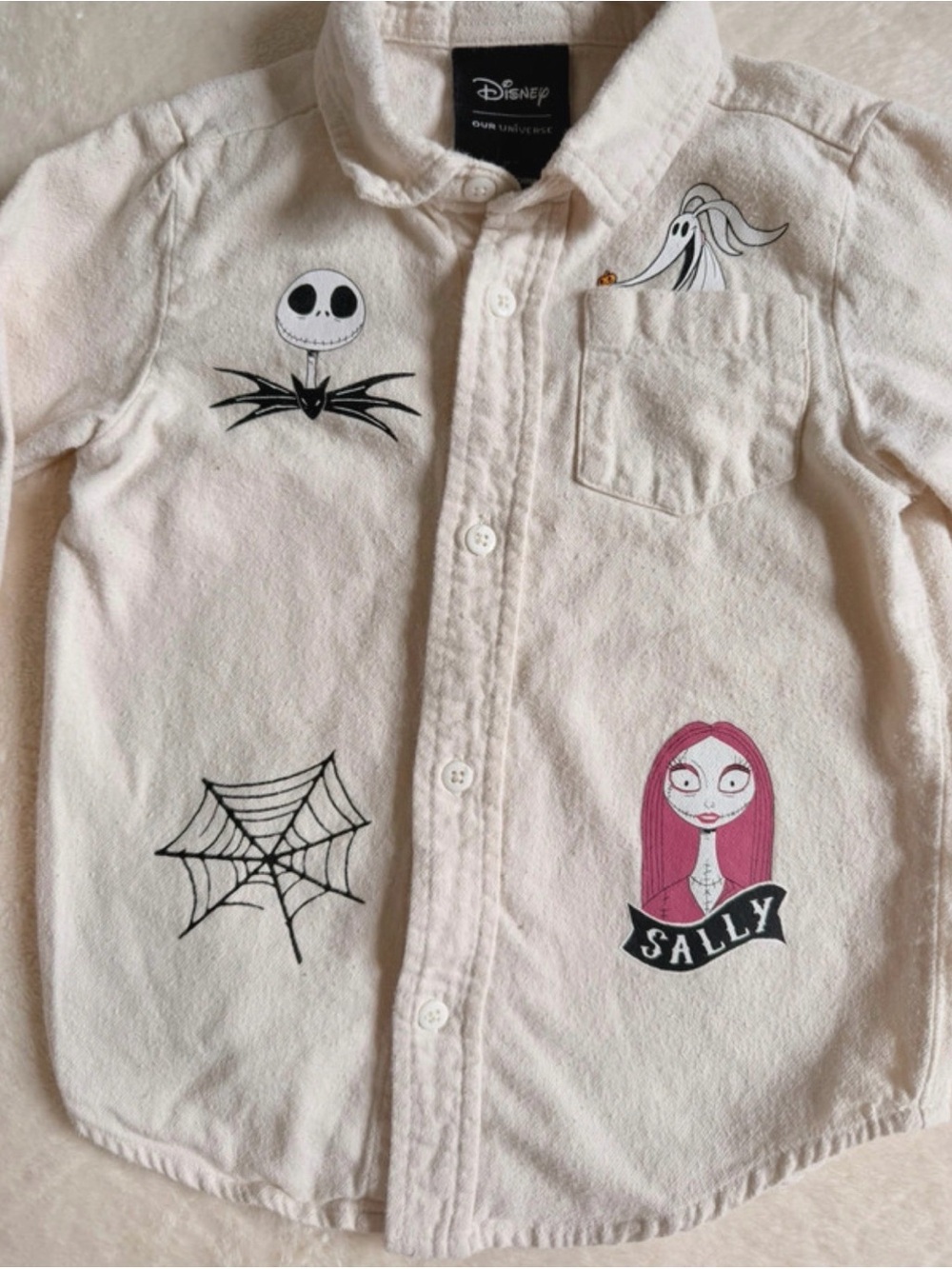 Disney Lunch Box Cream Sally & Jack Graphic Button-Up Shirt